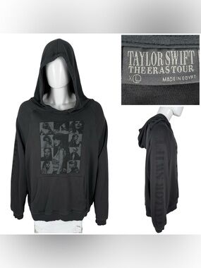 Taylor Swift The Eras Tour Official Hoodie Adult XL Gray Black Swifties Faded